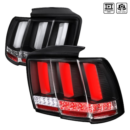 Spec-D Tuning 99-04 Ford Mustang Ford Mustang Sequential LED Tail Light - Black LT-MST99JMLED-SQ-TM